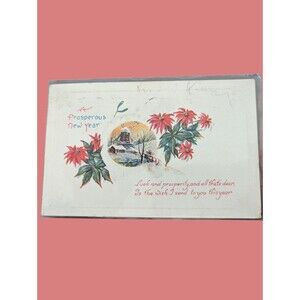 Postcard Vintage A Prosperous New Year 1922 Aunt Ida Beloit Wis 1c Stamp Happy